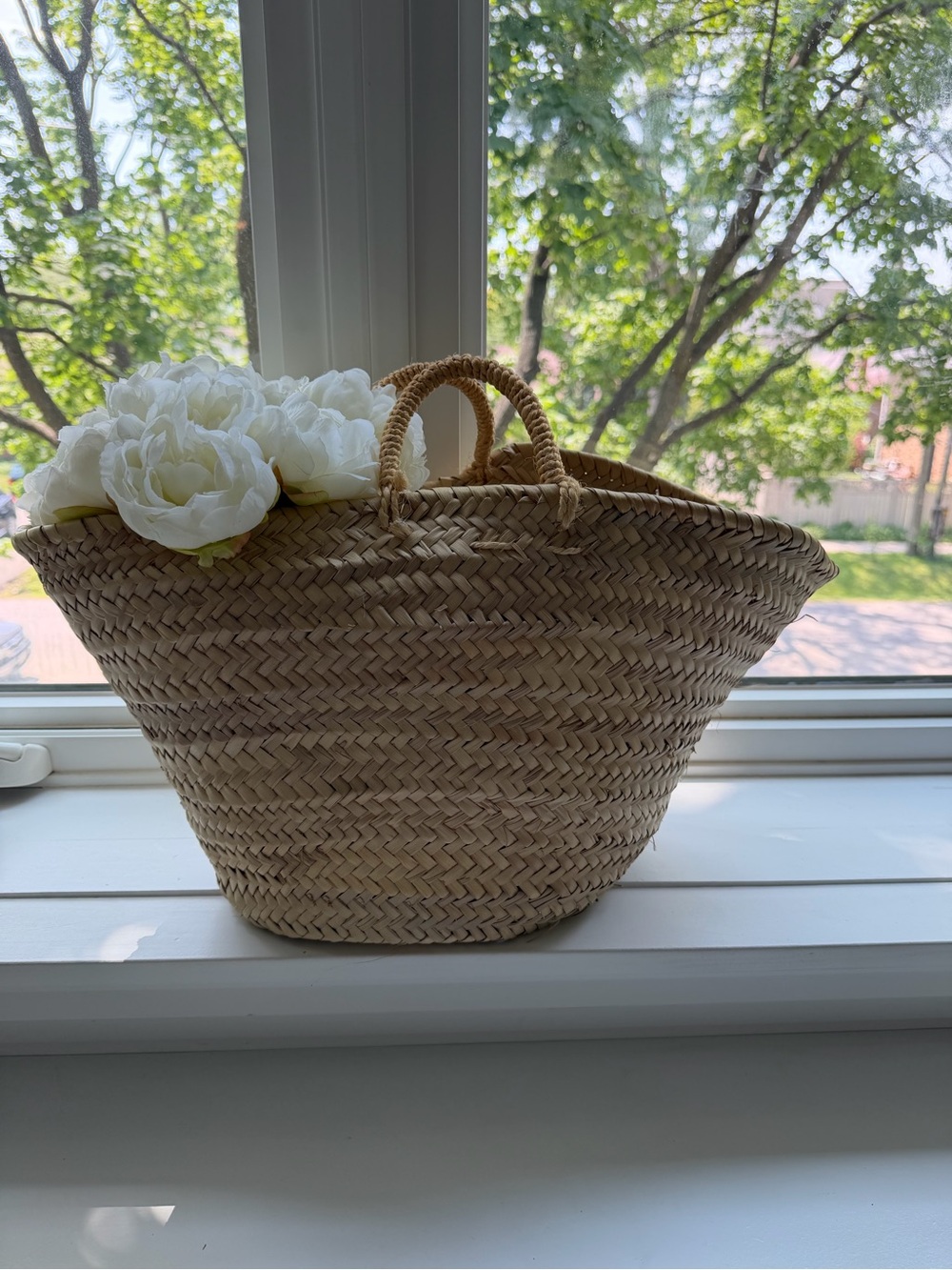 Handwoven Natural Straw Basket Tote